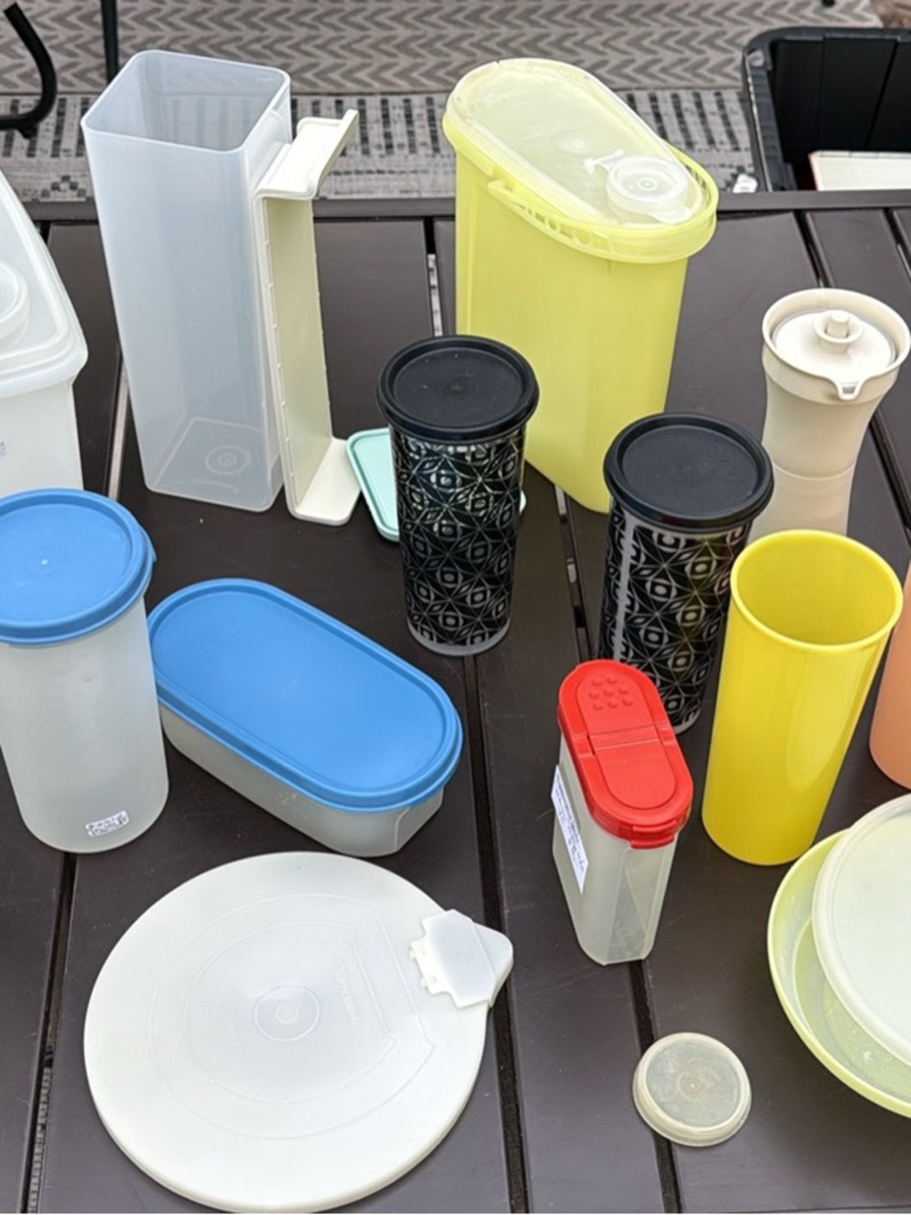 Tupperware 60/70sAssorted Yellow and Blue Plastic Storage Containers - Multi-Pac